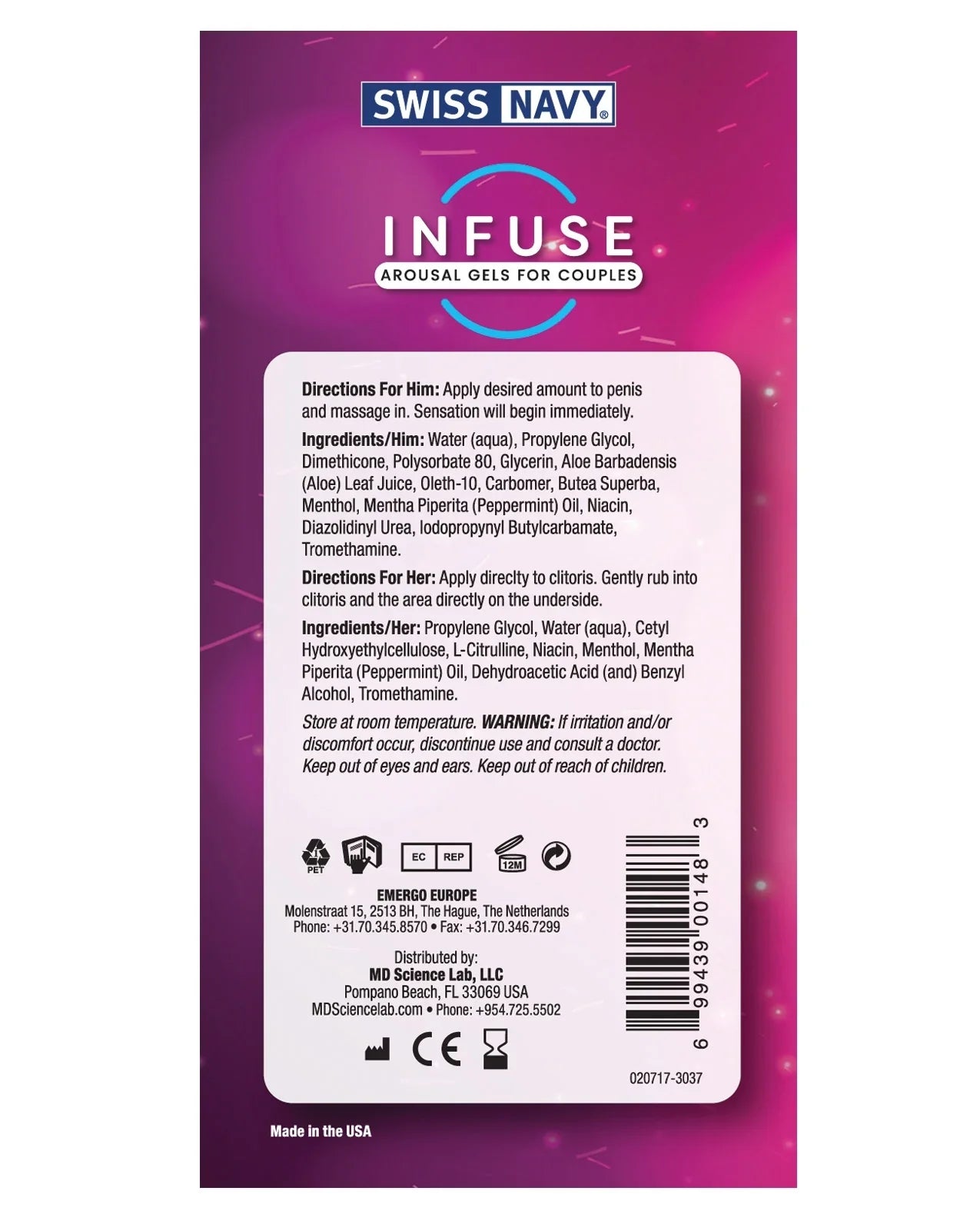 Swiss Navy Infuse • Arousal Water Lubricant